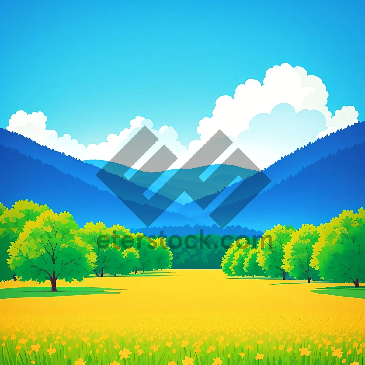 Picture of Colorful Countryside Horizon with Growing Rapeseed