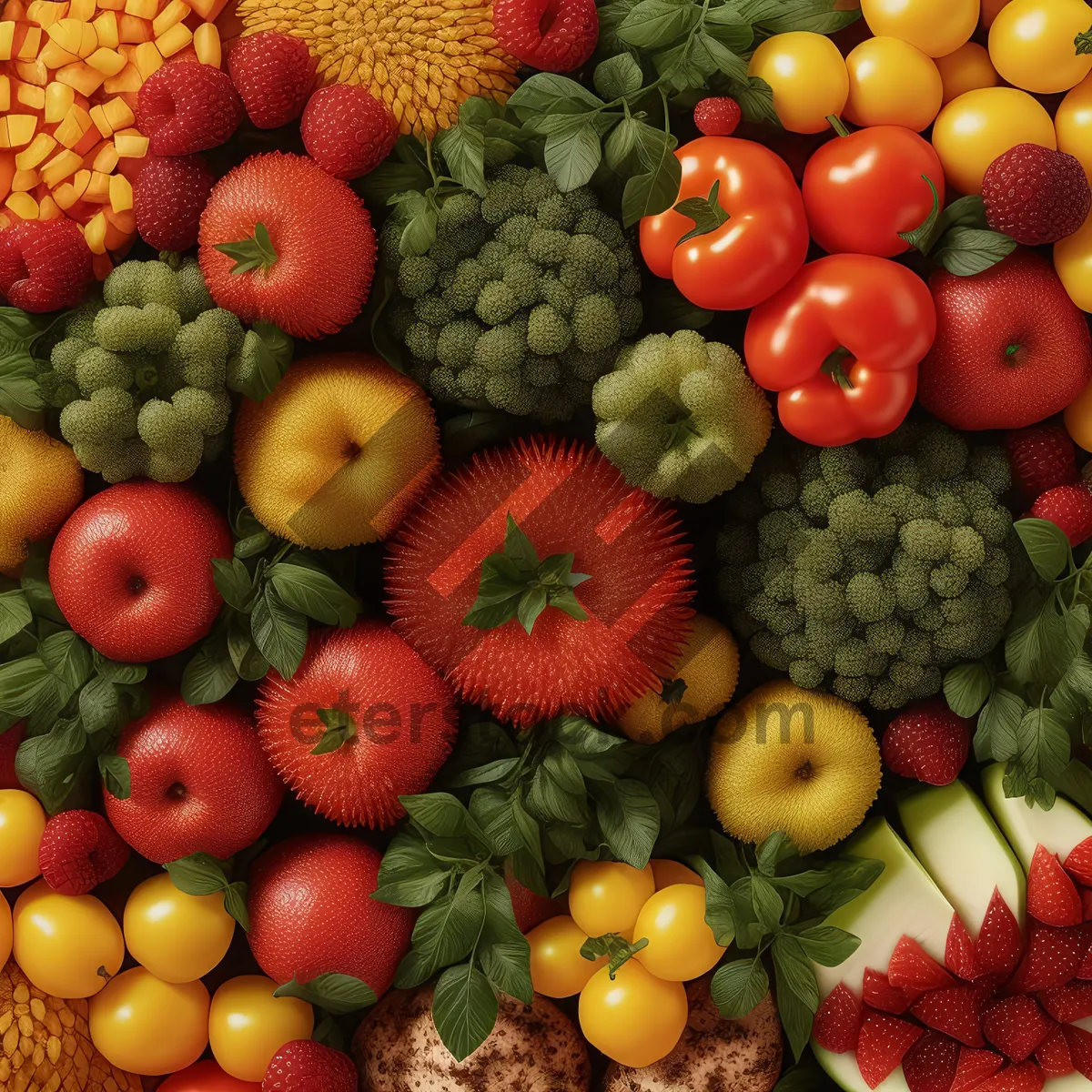 Picture of Fresh and Healthy Fruit and Vegetable Market Selection