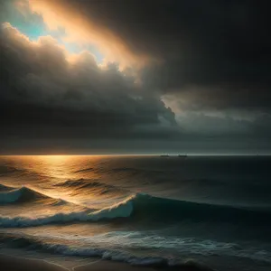 Majestic Sunset Over Tropical Ocean Beach
