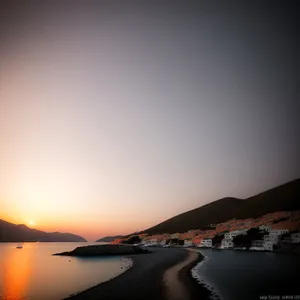 Serene Horizon: Sunset over the Ocean