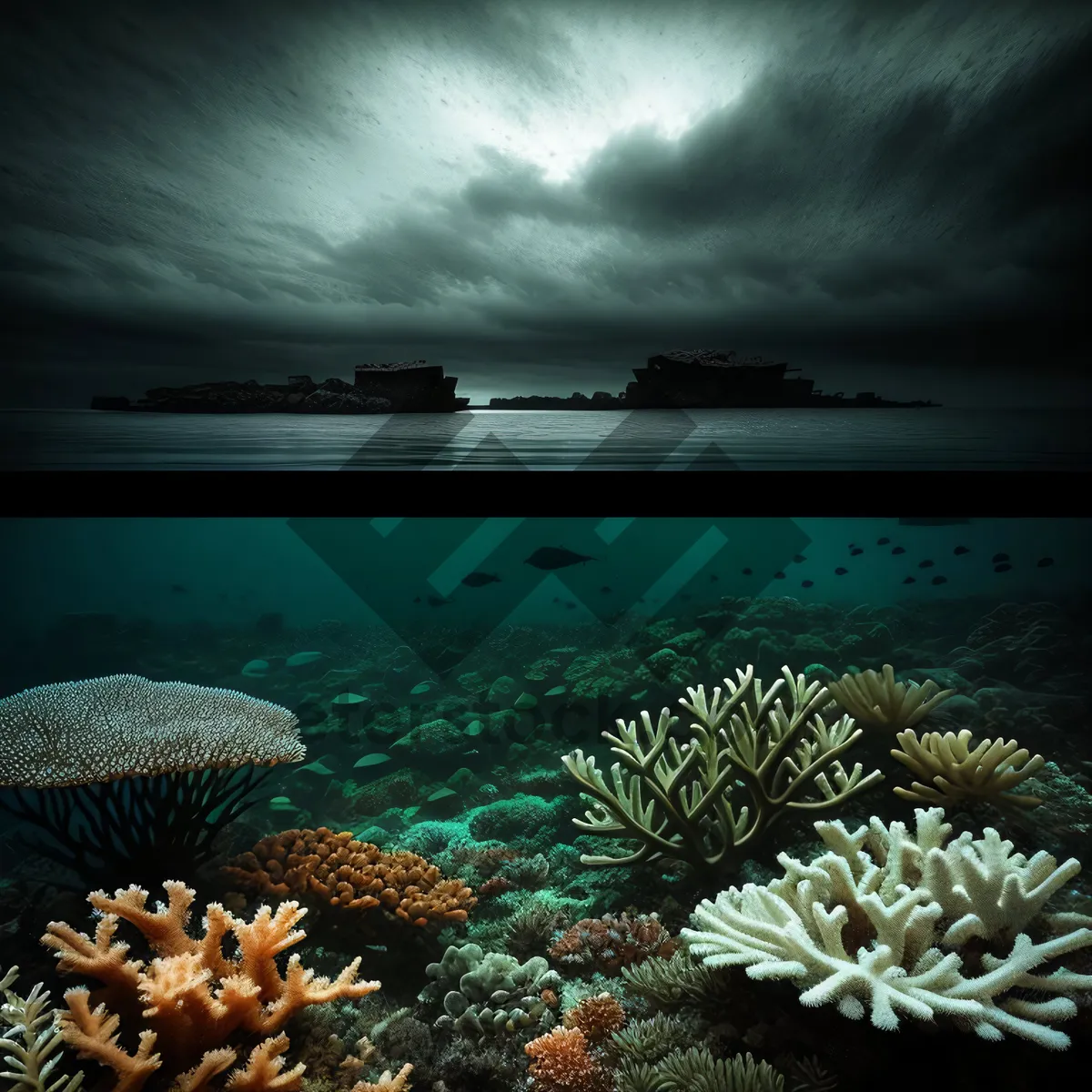 Picture of Colorful Coral Reef Life Below the Sunbeam