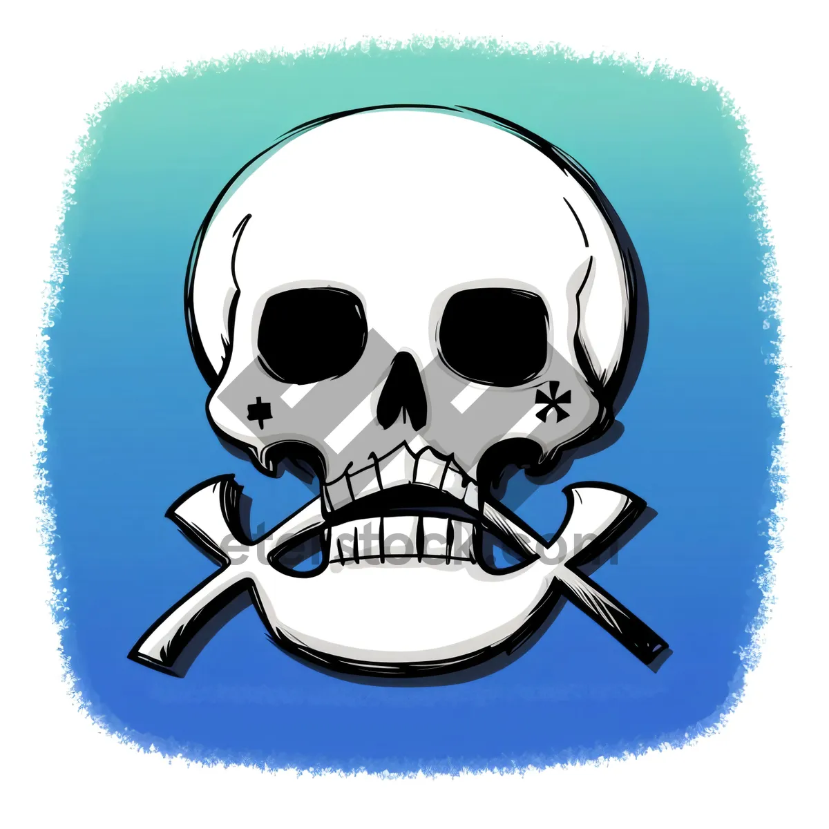 Picture of Black Skull Cartoon - Poisonous Pirate Symbol