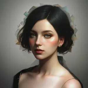 Attractive brunette model with elegant makeup and hairstyle.