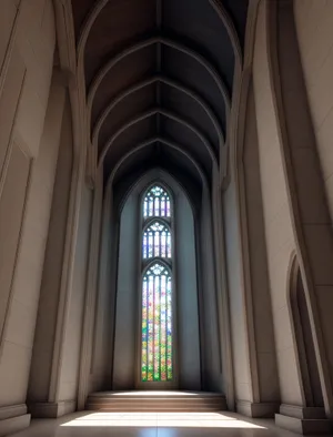 Ancient Gothic Cathedral Interior with Ornate Stone Vaulted Roof