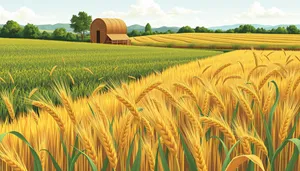 Golden Wheat Field Under Clear Summer Sky