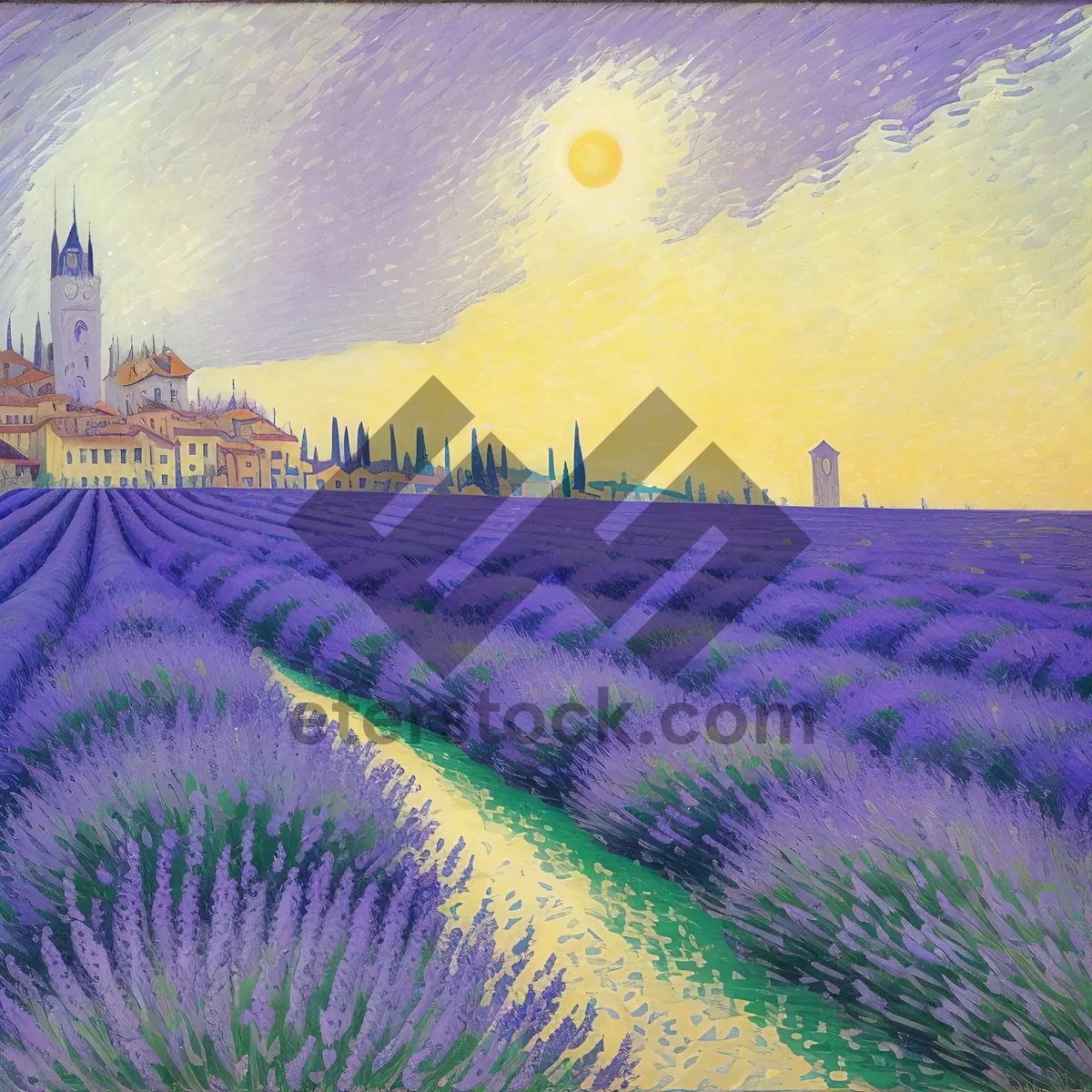 Picture of Vibrant Lavender Field: Captivating Color Amidst Nature's Beauty