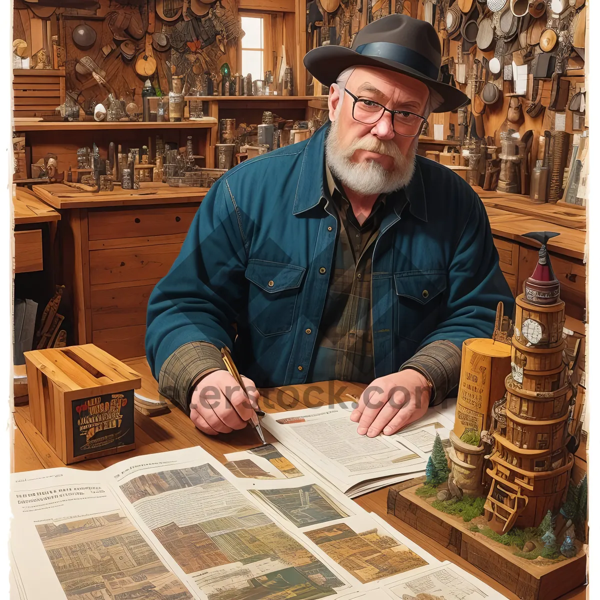 Picture of Smiling man in tobacco shop