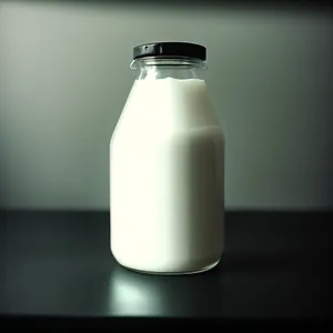 Clean Glass Bottle of Healthy Milk Beverage