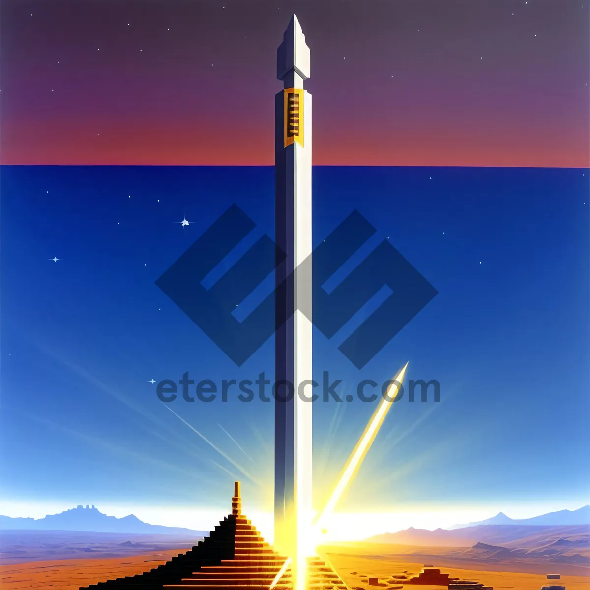 Picture of Rocket Sunset - Sky's Fiery Voyage