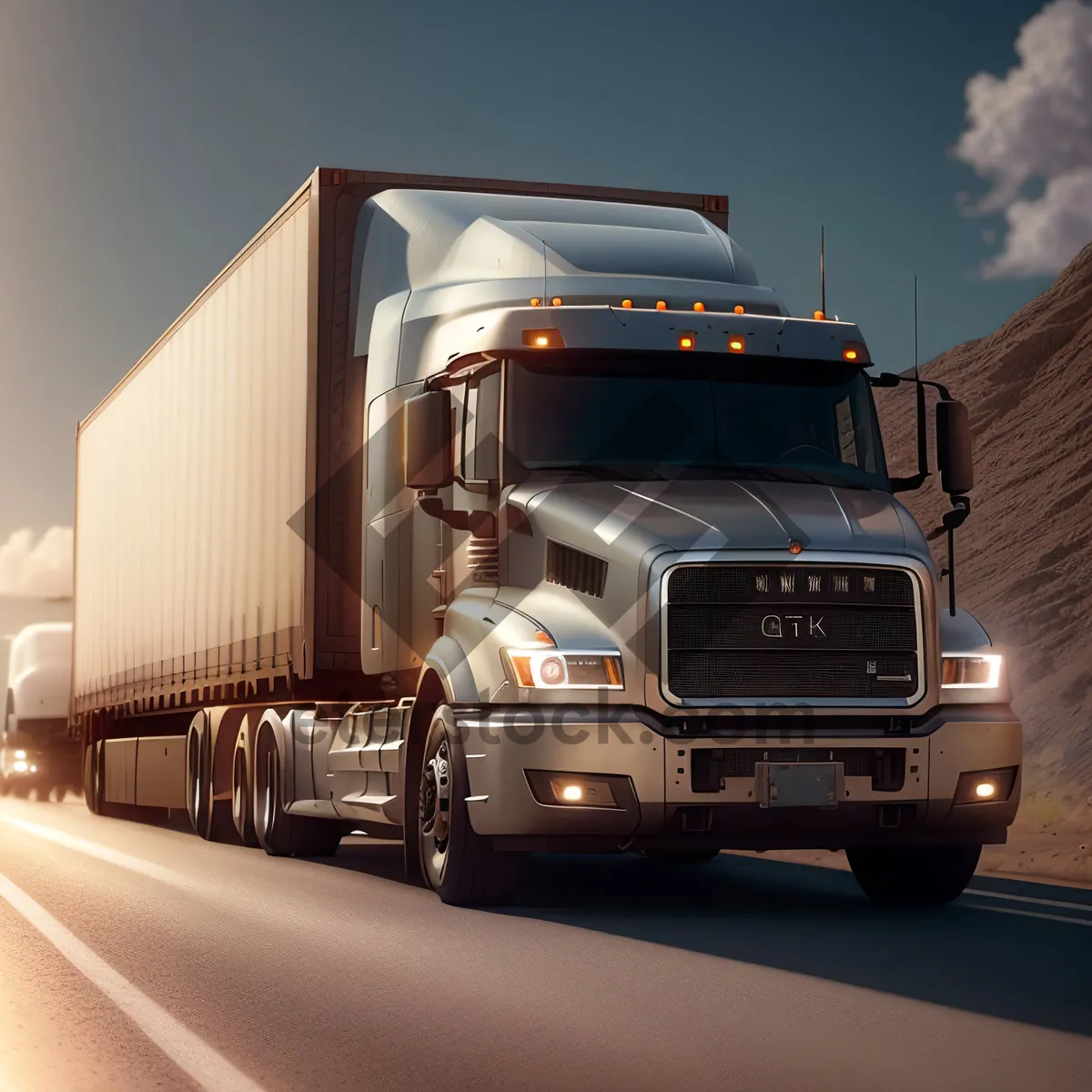 Picture of Highway Transport: Trailer Truck on Fast-moving Road