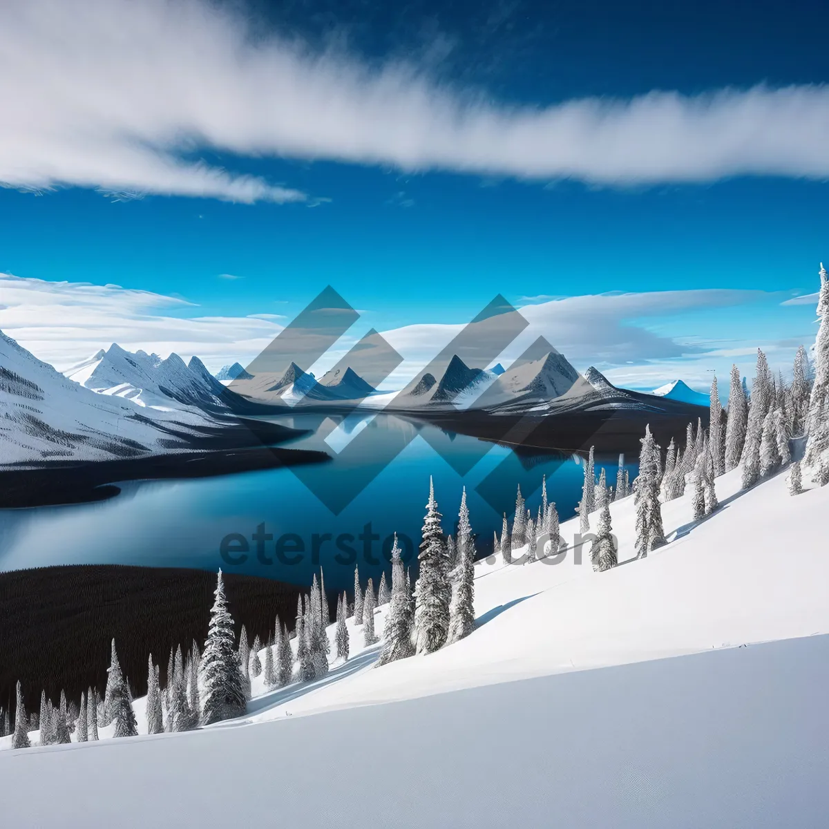 Picture of Snowy Mountain Landscape in Arctic Sun