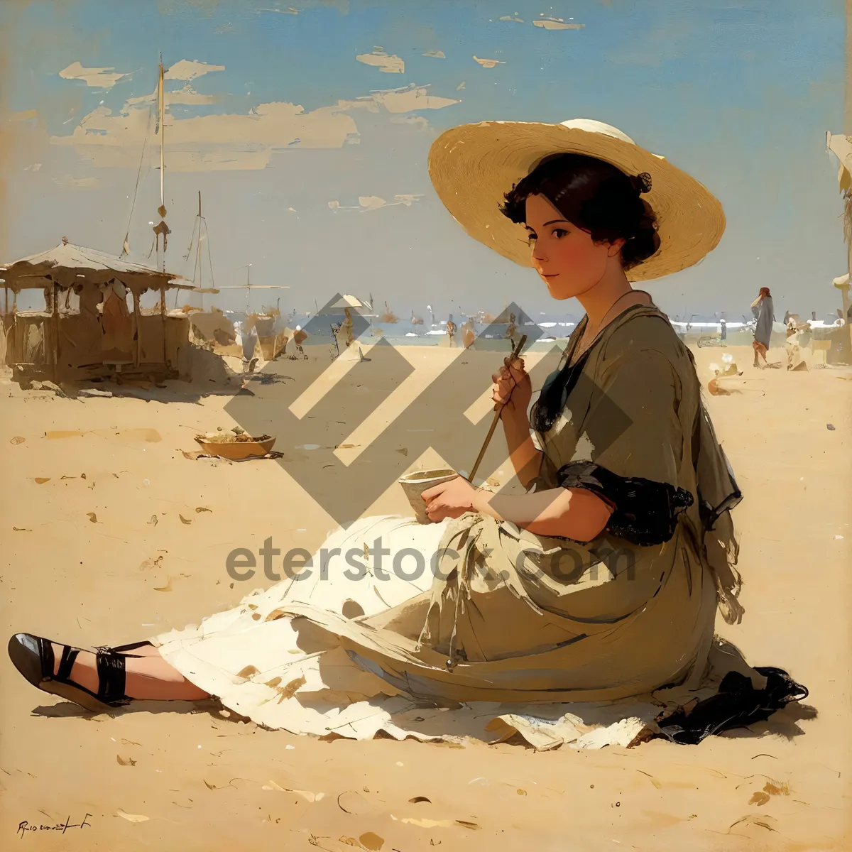 Picture of Summer Beach Man in Stylish Cowboy Hat