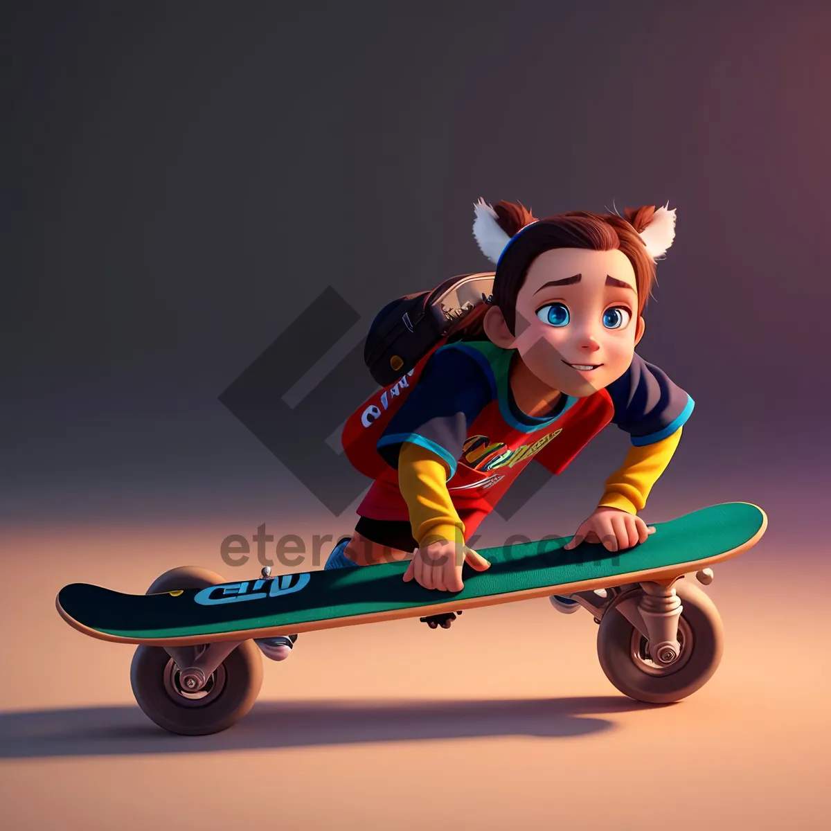 Picture of Skateboarding Cartoon in Scenic Resort