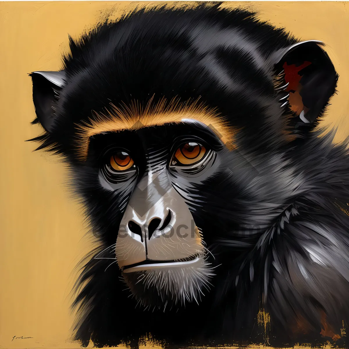 Picture of Black monkey portrait with makeup and eye