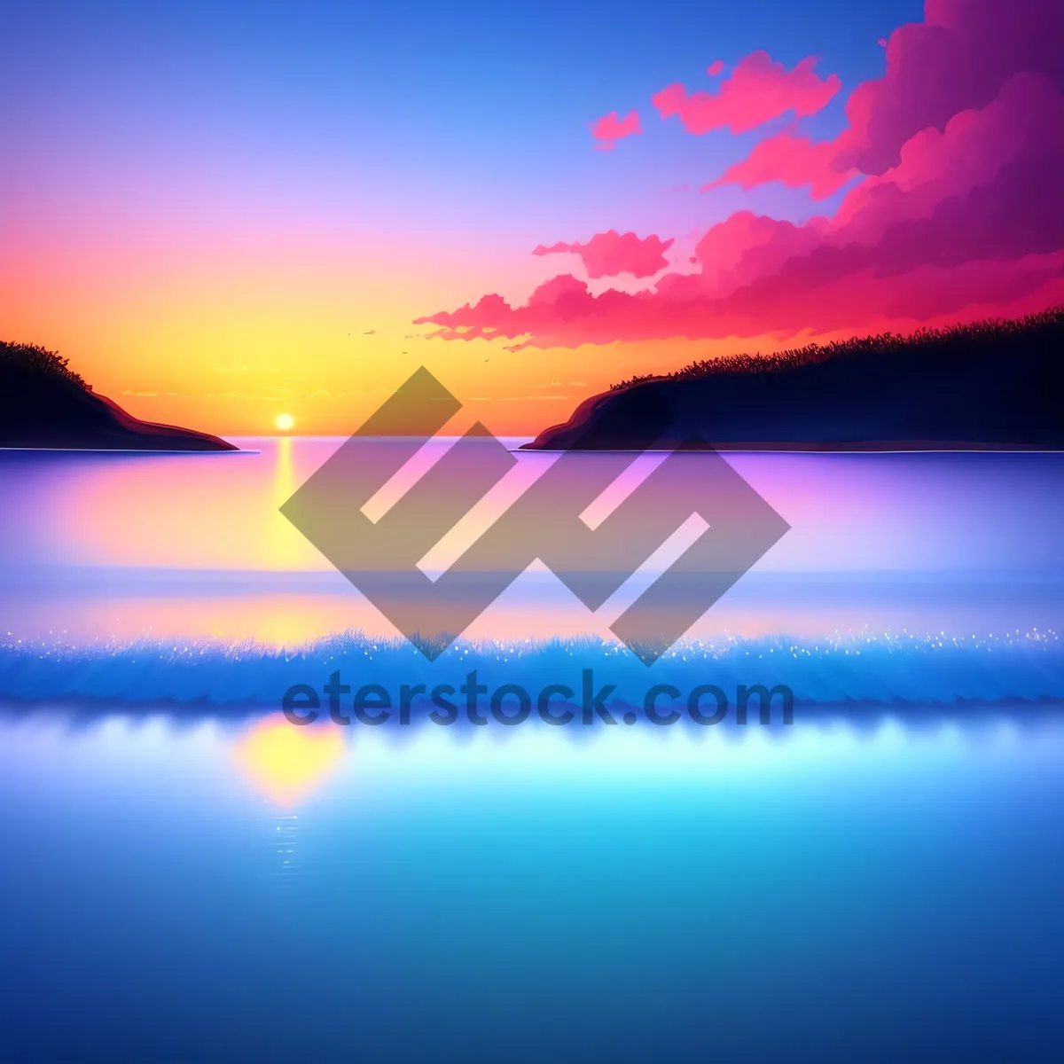 Picture of Vibrant Sunset Over Serene Ocean