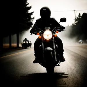 Man on Motor Scooter with Bearskin Helmet