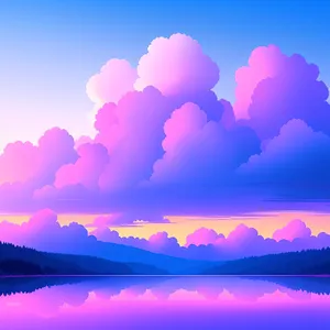 Vibrant Summer Sky with Bright Clouds