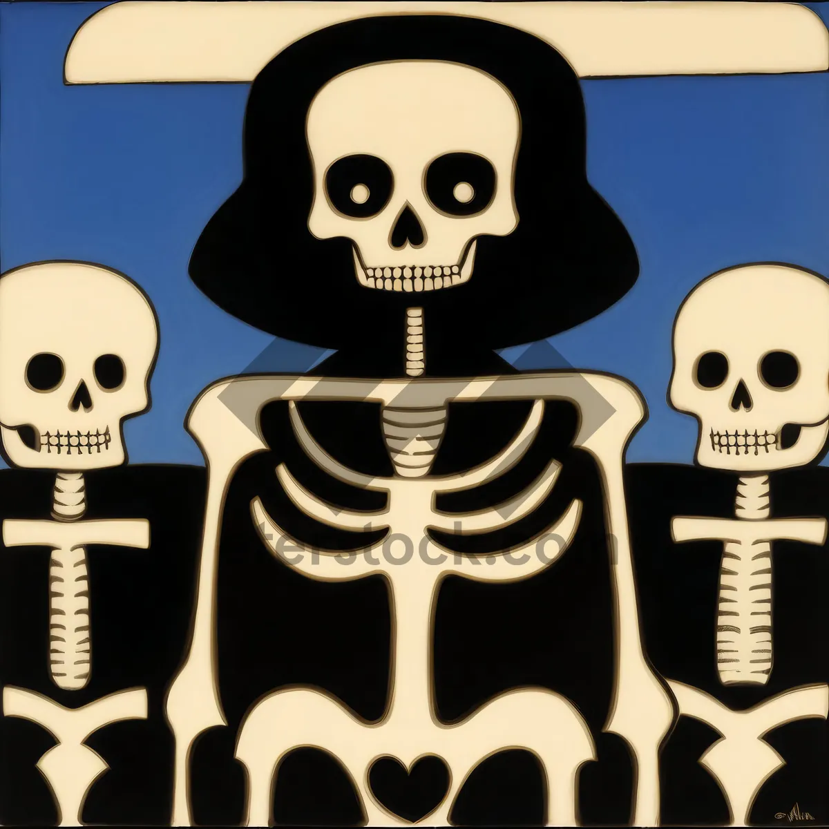 Picture of Cartoon Pirate Skeleton with Poison Skull Giraffe Drawing