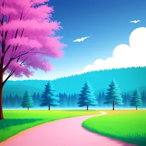 Vibrant Summer Landscape with Colorful Meadow and Clear Sky