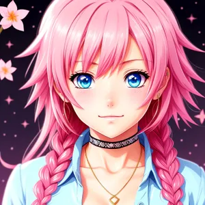 Cartoon Fashion Model with Attractive Smile