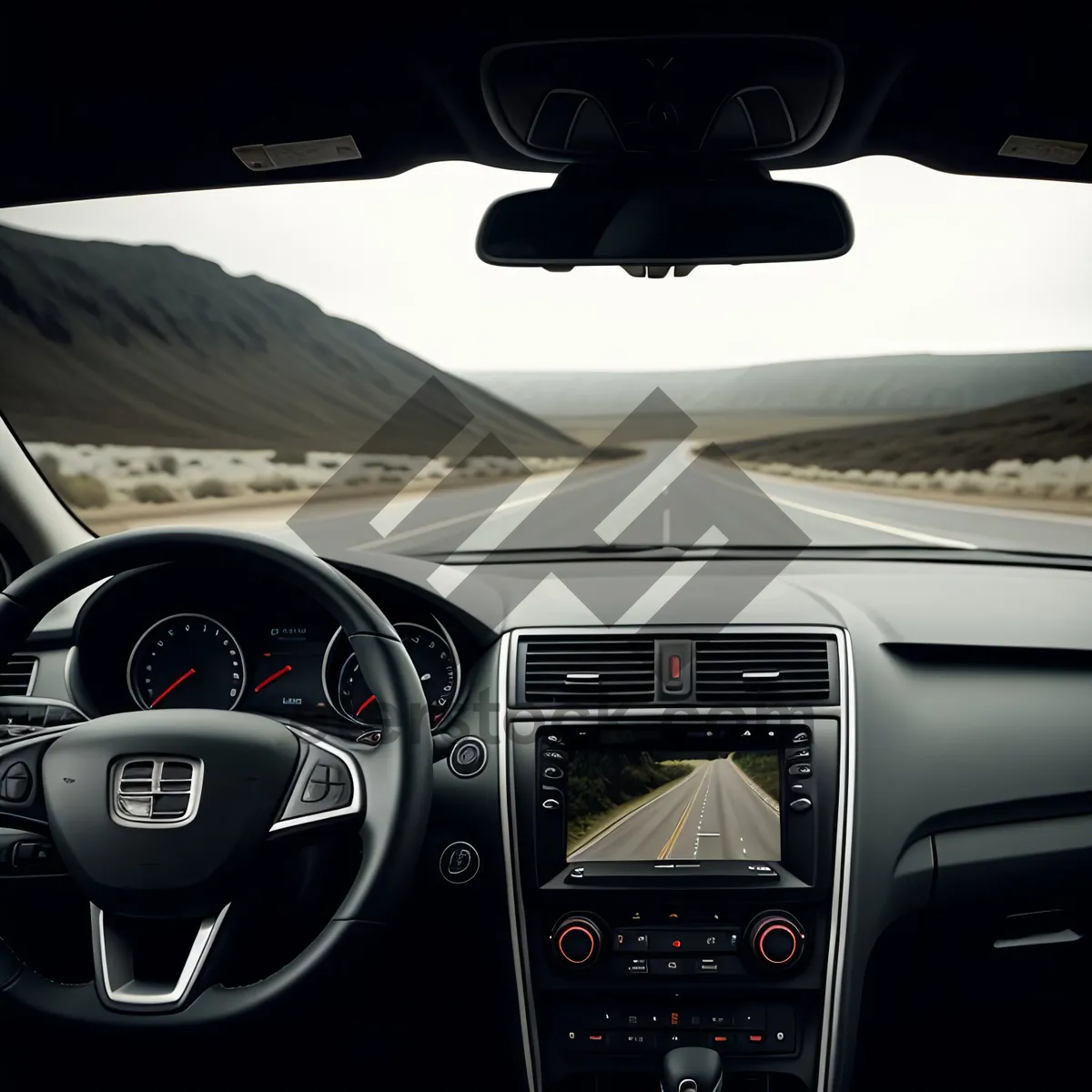 Picture of Modern car cockpit with sleek interior design.