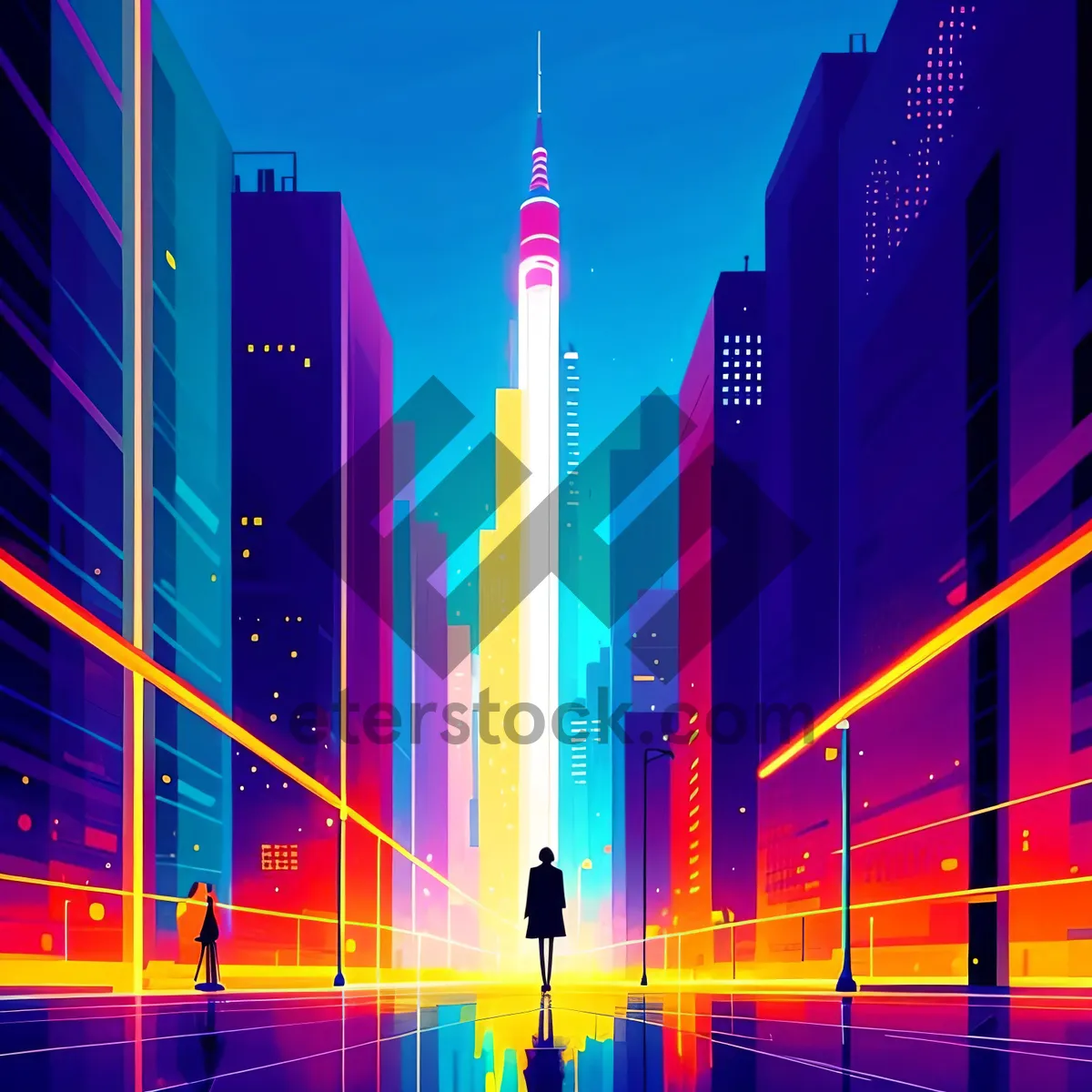 Picture of Vibrant Rainbow Lines: Modern Art Wallpaper Design