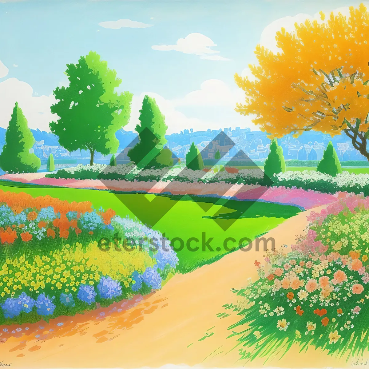 Picture of Vibrant Autumn Landscape with Lupines and Rapeseed