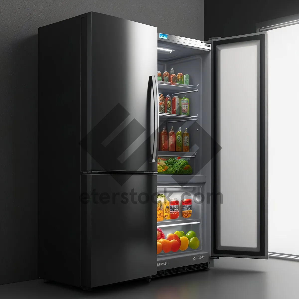 Picture of Modern white refrigerator for stylish home