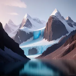 Snow-covered Alpine Peak amidst Majestic Glacier Range