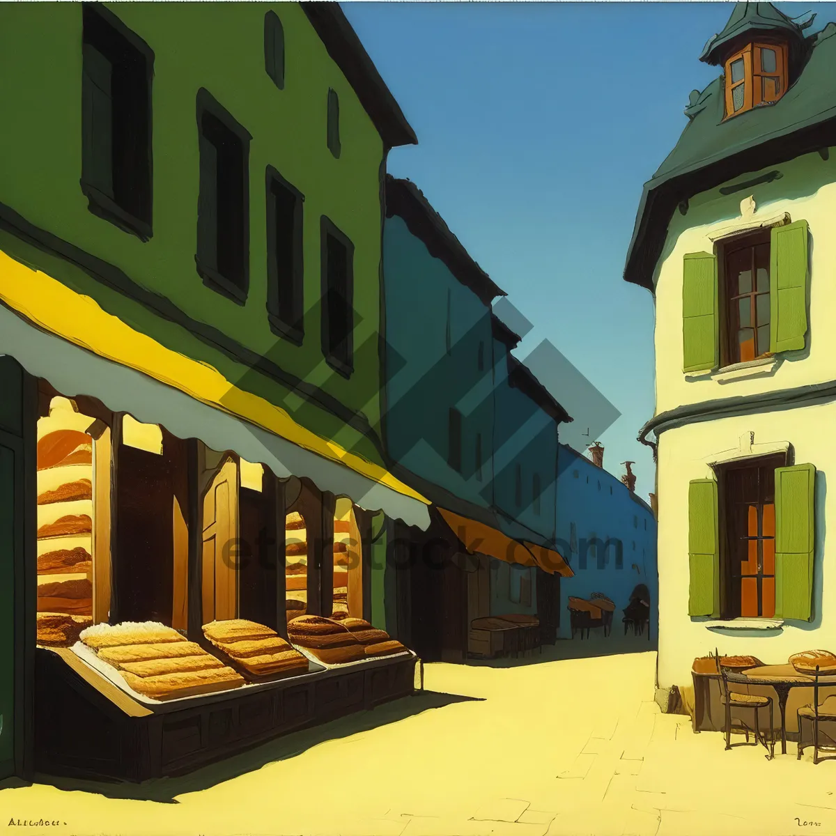 Picture of Old Urban Facade with Shop Sign in City