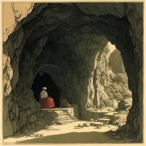 Religious Passage Under Ancient Stone Arch