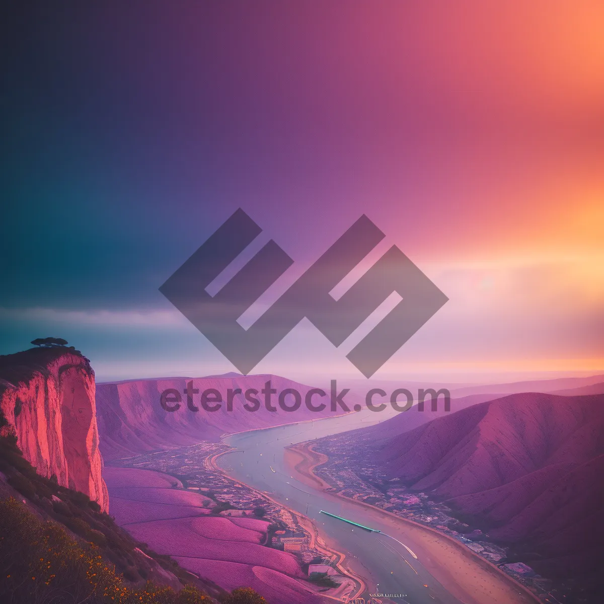 Picture of Sunset Over Majestic Mountain Canyon