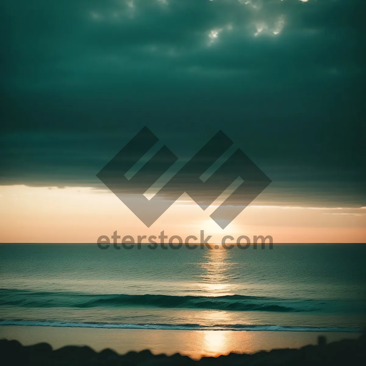 Picture of Golden Sunset on Tranquil Beach