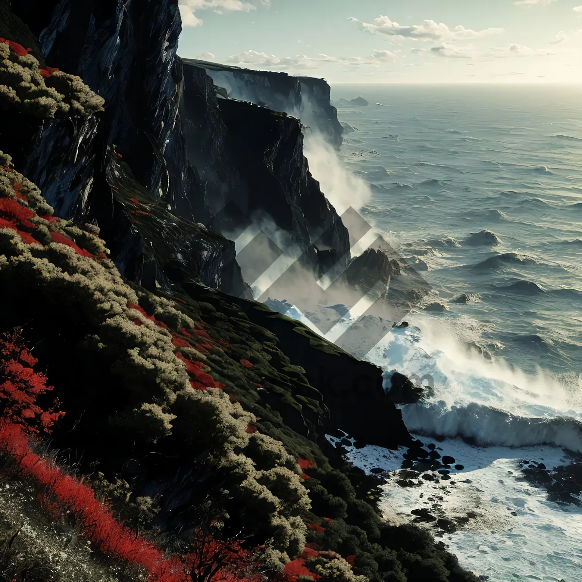 Picture of Serene Coastal Rock Formation at Sunset