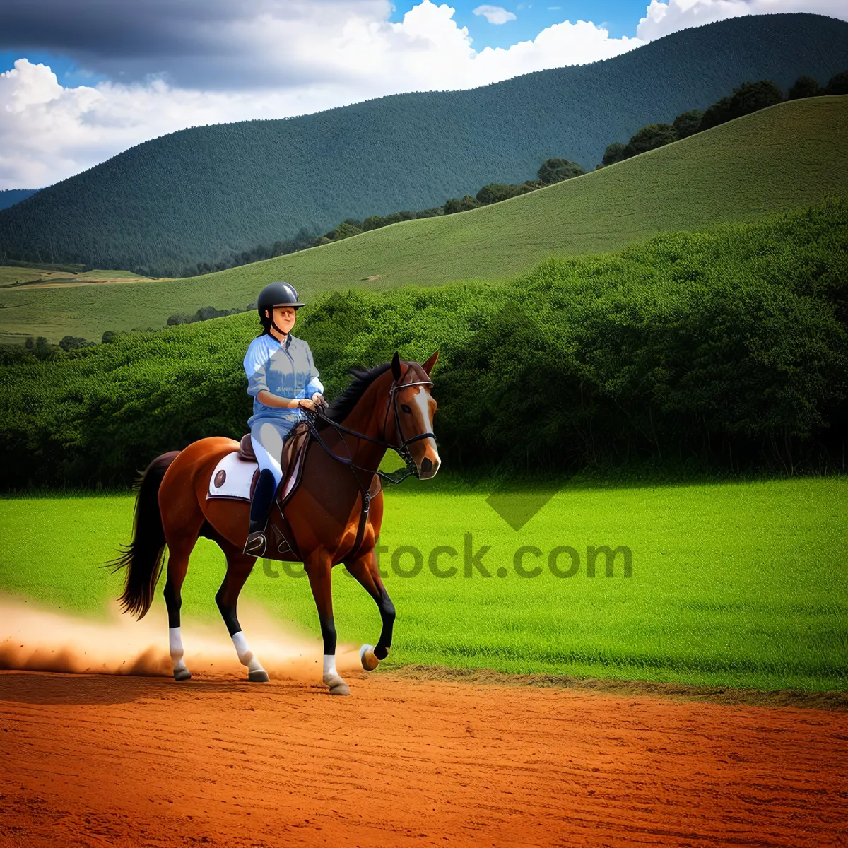 Picture of Dynamic Polo Match in Lush Steppe Field