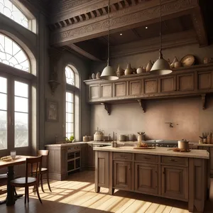 Modern luxury kitchen with elegant wood furnishings