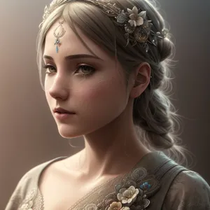 Majestic Beauty: Elegant Lady with Crown and Glamorous Makeup