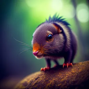 Fluffy Mouse with Funny Hair Pose