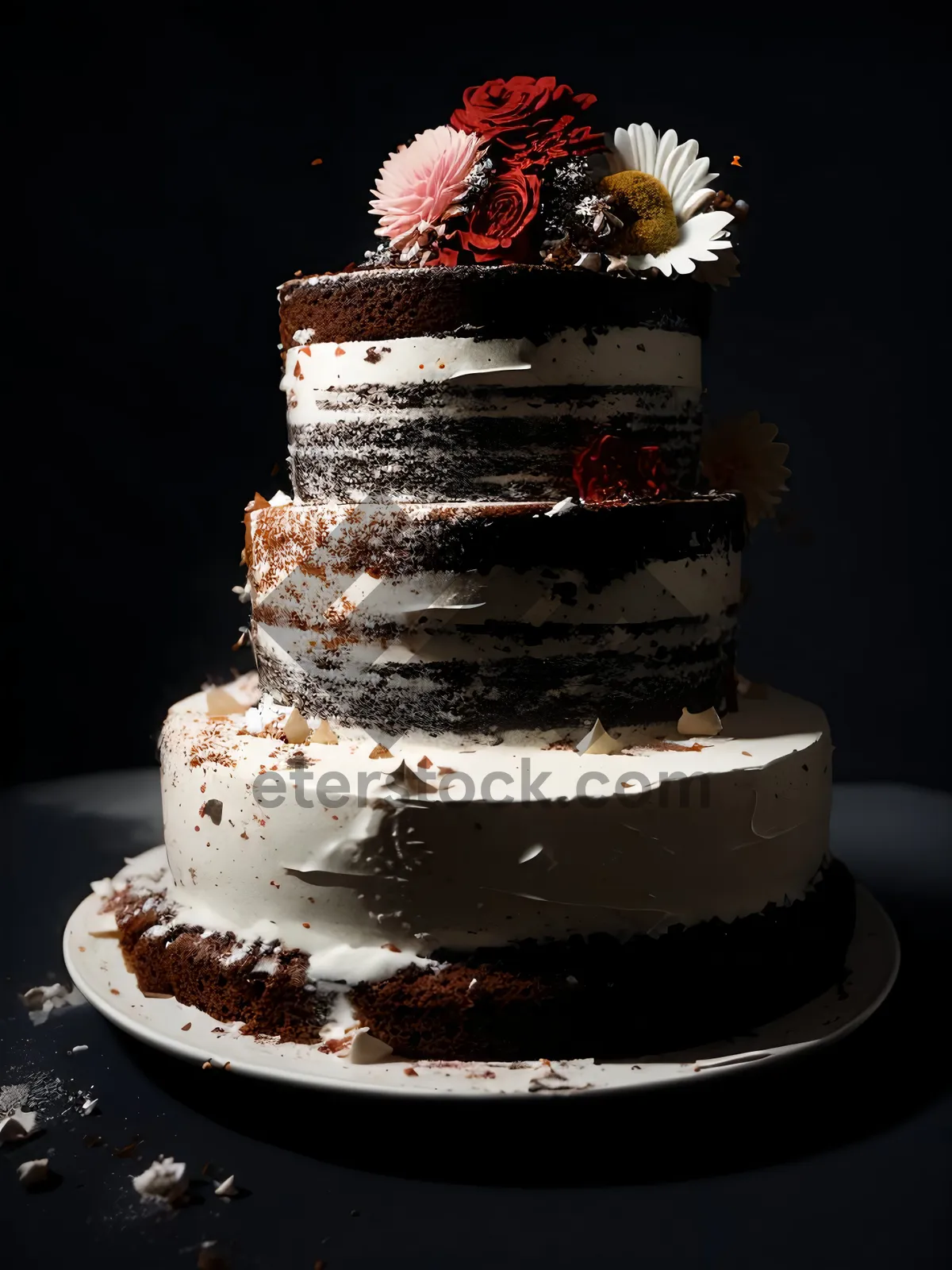 Picture of Delicious Strawberry Cream Cake with Fresh Berries