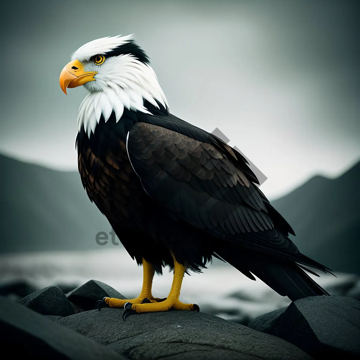 Picture of Bald Eagle Soaring with Powerful Wings