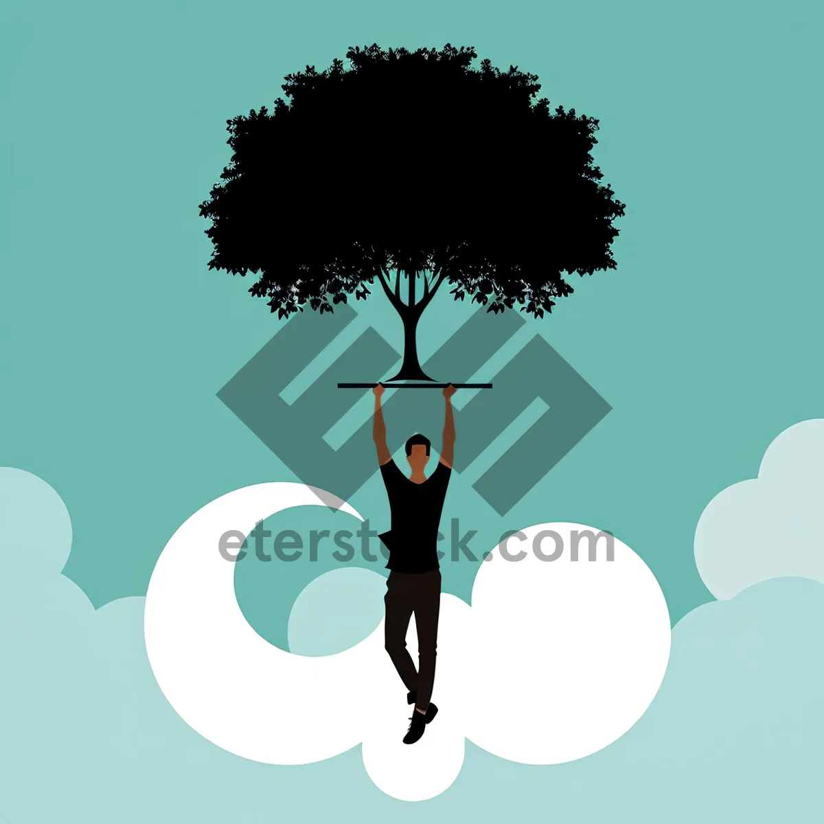 Picture of Silhouette of Oak Tree Branch with Floral Design