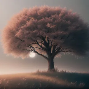 Winter Sunset Silhouette amidst Snow-Covered Trees