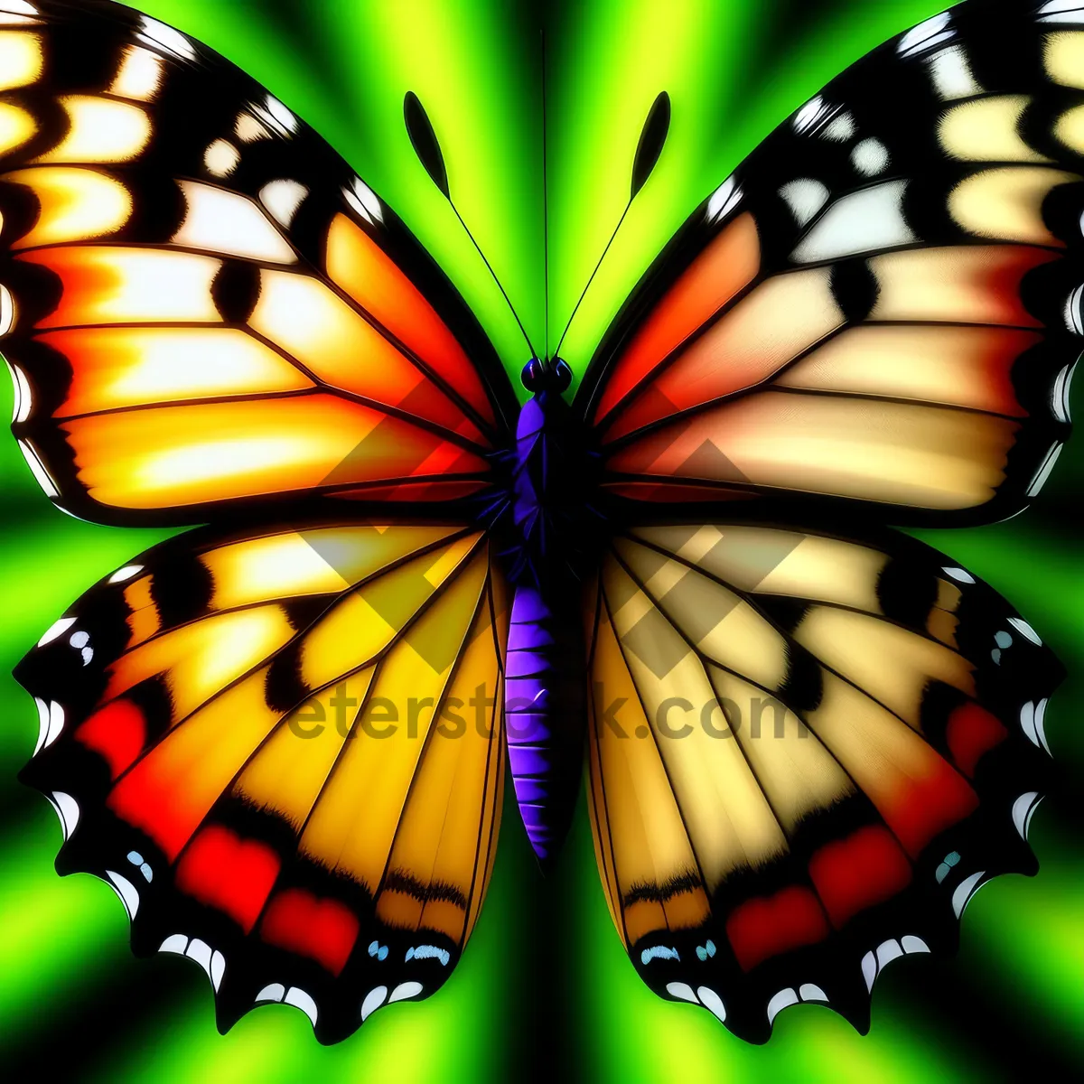 Picture of Vibrant Butterfly Pinwheel: A Colorful Fractal Design