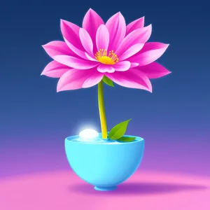 Shiny Pink Lotus Icon with Floral Design