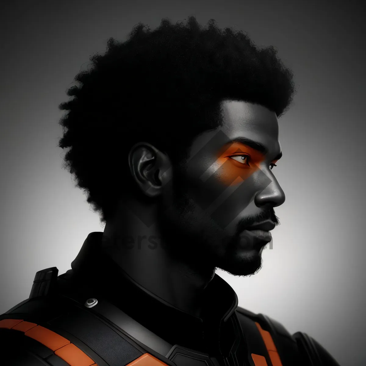 Picture of Attractive Black Model with Afro Hairstyle Portrait