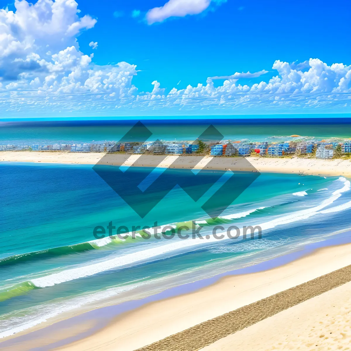 Picture of Serene Tropical Coastline with Turquoise Waves