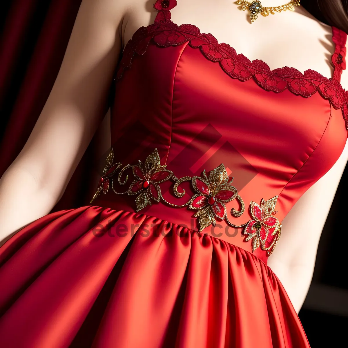 Picture of Satin Sensuality: Attractive Fashionable Dinner Dress