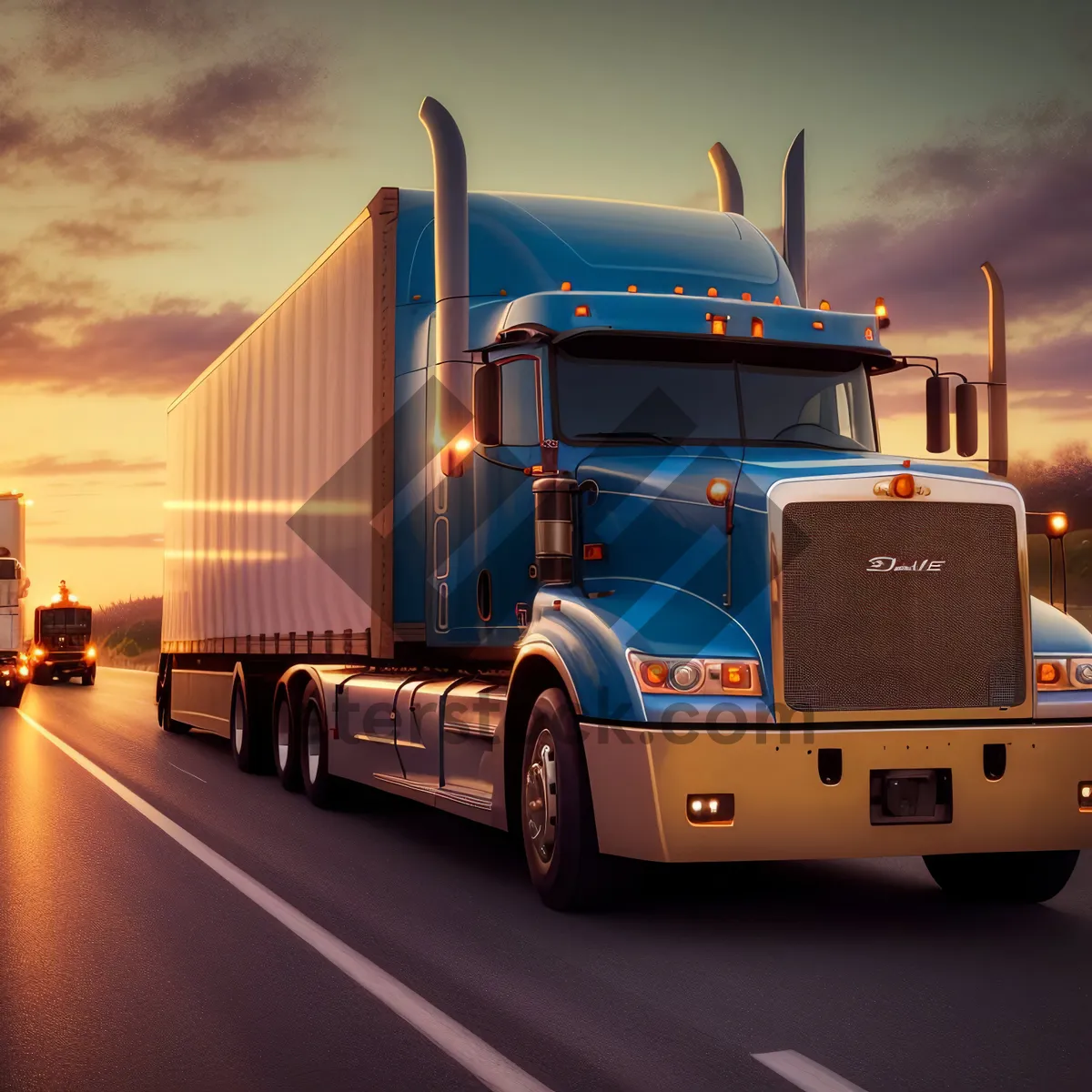 Picture of Freight truck speeding on open highway