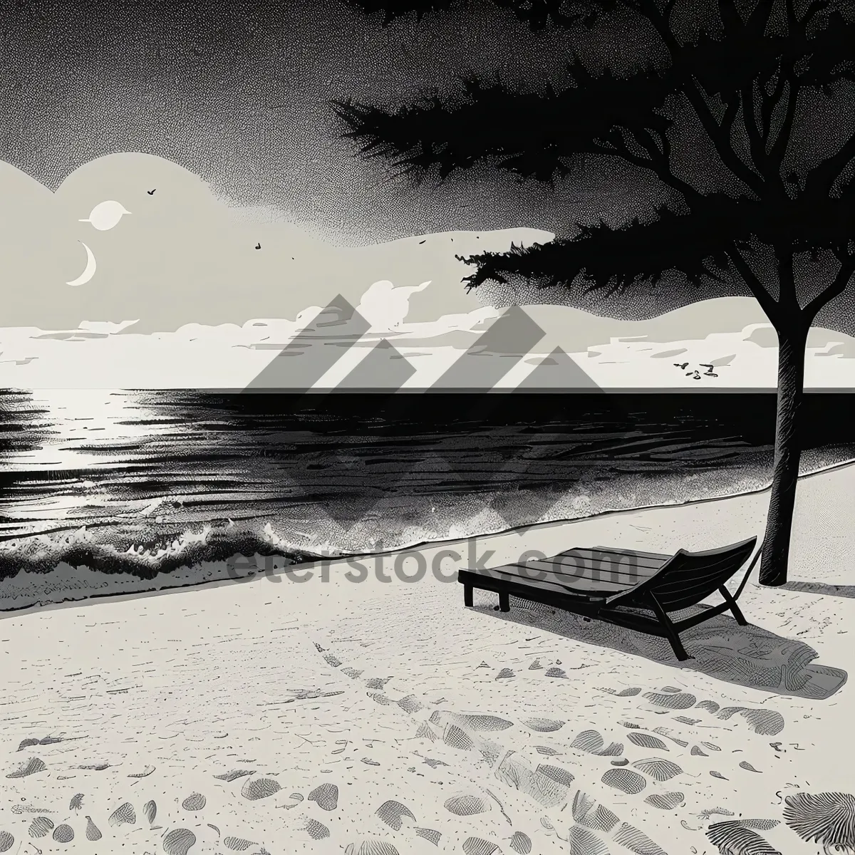 Picture of Tropical Sunset Bench by the Beach