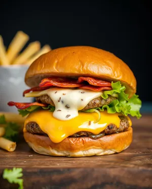 Grilled Cheeseburger with Lettuce and Tomato